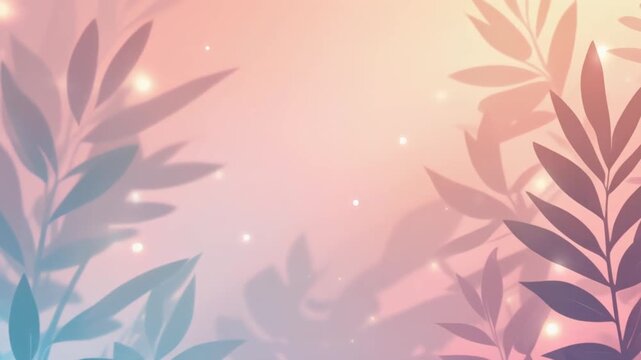 Serene botanical shadow play on a pastel gradient, adorned with subtle light reflections for a calming and elegant visual experience