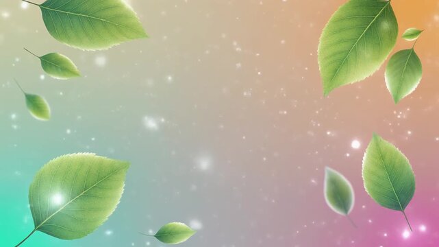 Softly Falling Leaves Against a Dreamy Gradient Background with Subtle Sparkles
