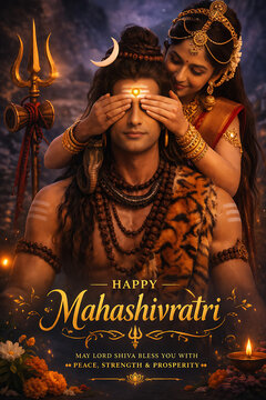 Divine union of Shiv Shankar Mahadev and Mata Parvati Shivshakti celebrated with devotion on the sacred festival of Mahashivratri night
