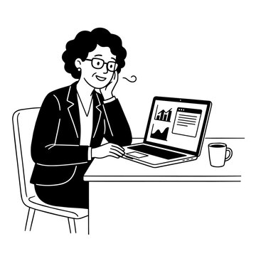 12-1_PCを見て微笑むシニア女性