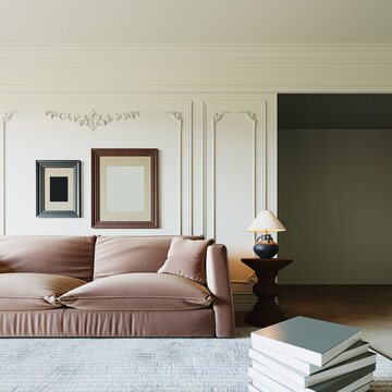 Modern interior design. Living room. Contemporary home interior. 3D Rendering, 3D Illustration