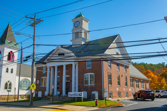 United States Postal Service at 331 NE Main Street, village of East Douglas, town center of Douglas, Massachusetts MA, USA.  