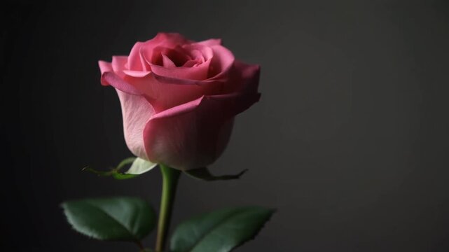 Single red rose on a black background symbolizing love and natural beauty