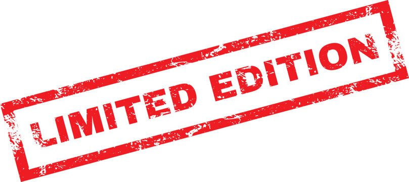 A red limited edition stamp on a white background
