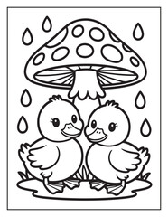 Fototapeta premium Cuddle Cuties Cozy Coloring Book Cover with Adorable Animals and Warm Hygge Vibes