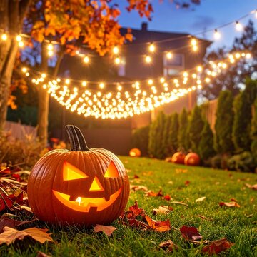 halloween pumpkin on the grass