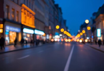 Obraz premium Night city street with blurred car headlights