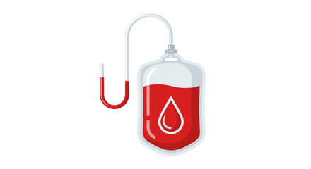 Obraz premium Stylized vector illustration of a blood bag with a drop, symbolizing life-saving medical care, crucial transfusions, and the importance of healthy donation