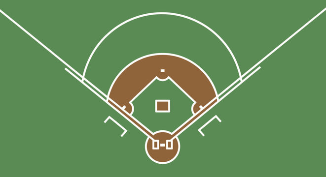 Baseball field layout with home plate.