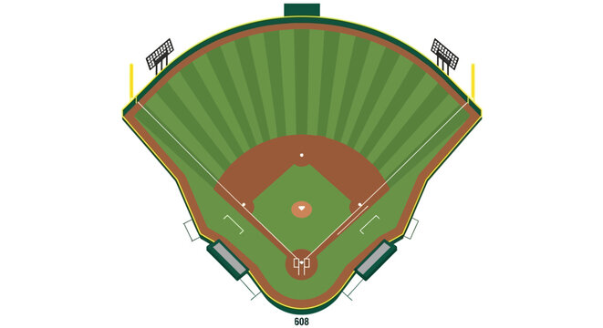 Aerial view of a baseball field.