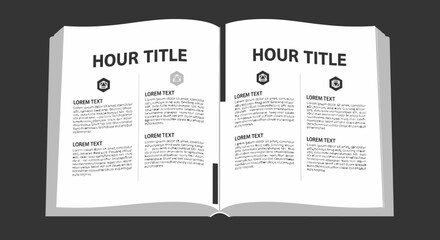 Fototapeta premium Open vector illustration of a book with literature text alongside a 2012 calendar template design for education and business information document layouts
