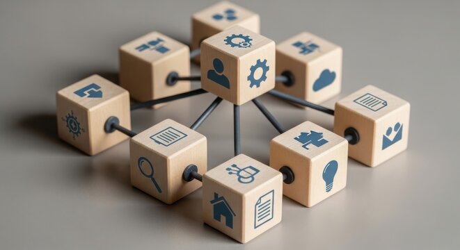 Interconnected modular cubes symbolizing digital network and technology integration