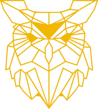 Vector sketch illustration of a modern minimalist owl head polyline decorative ornament silhouette design