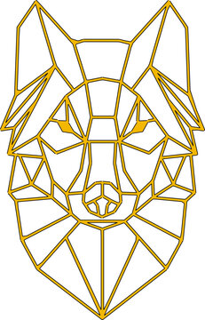 Vector sketch illustration of a modern minimalist wolf head polyline decorative ornament silhouette design