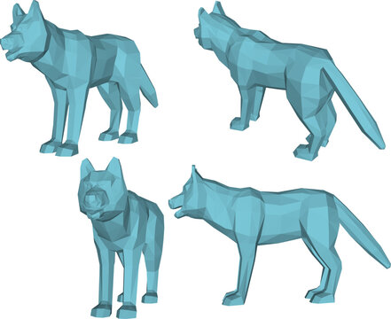 Vector sketch illustration of a poly animal toy statue design of a wolf with a snout