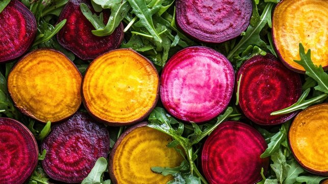 Colorful beets variety closeup