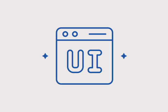 Browser with UI text line icon for user interface design and web usability testing. Modern Vector Illustration for frontend development portfolios and UX case studies.