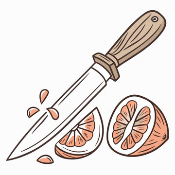 Fruit cutting knife isolated on white background vector illustration