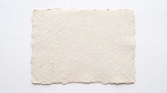 A rectangular sheet of handmade paper with rough deckle edges and a visible fibrous texture