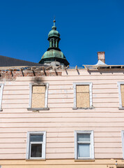 Obraz premium Drone strike damage in Lviv