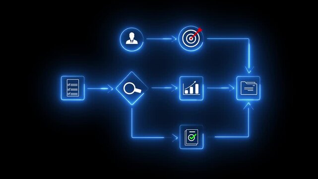 Businessman flowchart workflow project management process strategy algorithm system diagram chart planning concept
