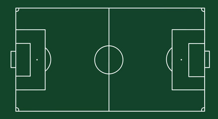 Soccer football field top view with goals and markings, isolated white background © honda