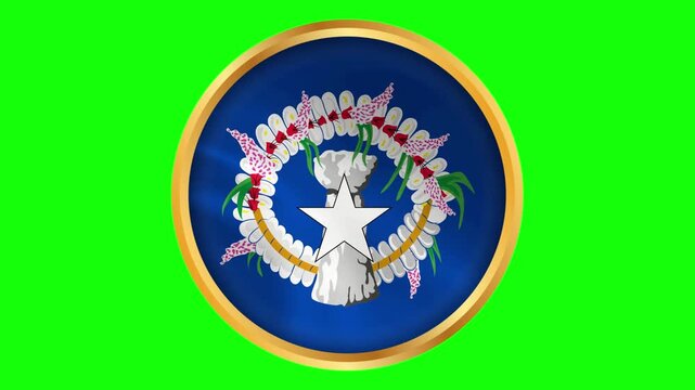 Northern Mariana Islands Round Framed National Wavy Flag Circular Blowing Flag of Northern Mariana Islands