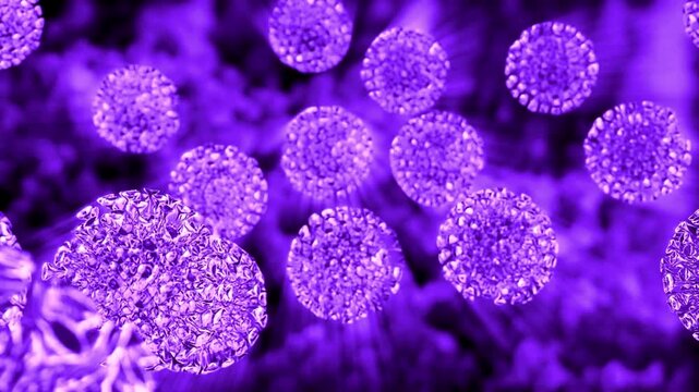 Microscopic view of virus cells under a microscope