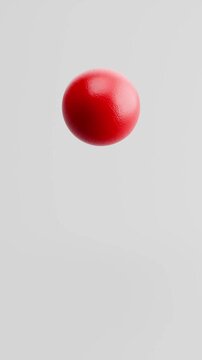 Bowling Ball Bouncing on Gray Background with Copy Space, Vertical Portrait Format, Seamless Loop 3D Animation