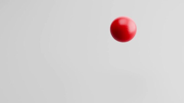 Bowling Ball Bouncing on Gray Background with Copy Space, Seamless Loop 3D Animation