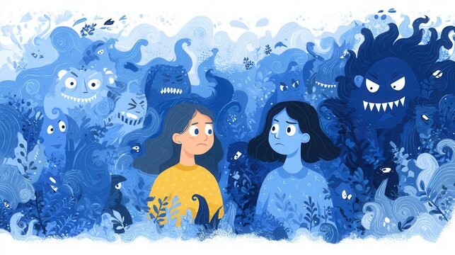 inner world exploration concept visualizing personality shadow and complex emotions, abstract representation of suppressed anger and psychological depth 