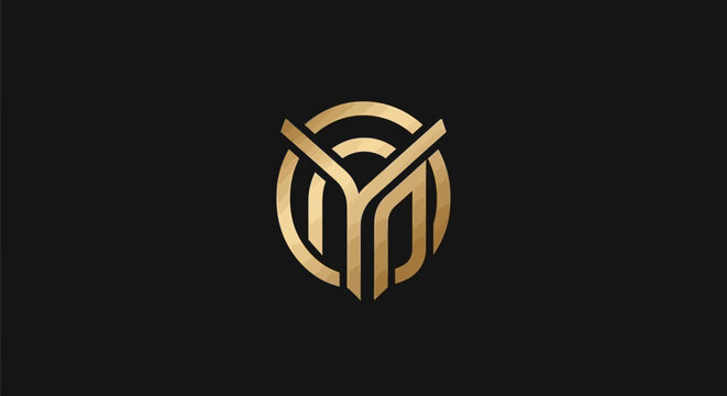 Abstract Golden Owl Logo Design Geometric Shape.