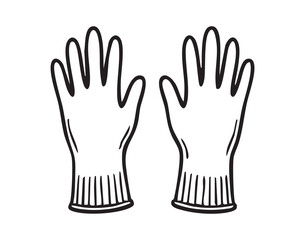 Pair of knitted gloves for safety and warmth, ribbed cuffs and textured palms suggest grip and insulation for cold work, gardening, warehouse tasks or outdoor chores practical utility and comfort © Yanka