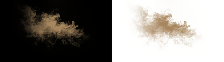 Brown smoke on transparent background with soft edges drifting gently in space © Liubov