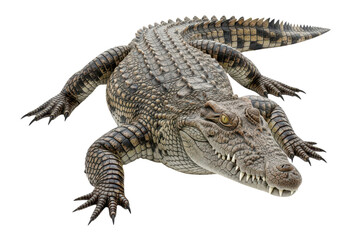 Fototapeta premium Large crocodile standing on transparent background