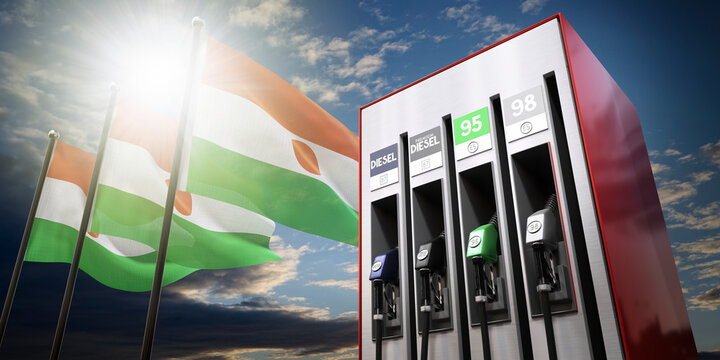 Niger - gasoline and diesel dispencer with national flags - 3D illustration