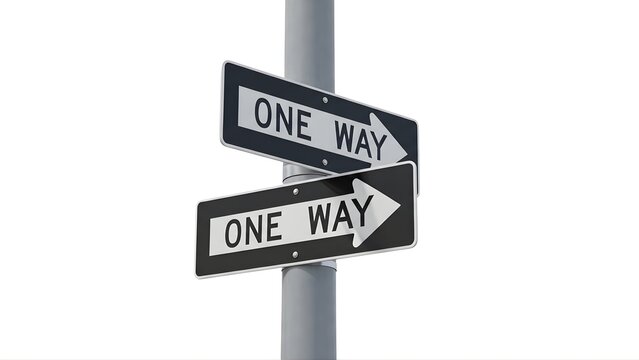 A contradictory one way street sign pointing in two different directions on a pole