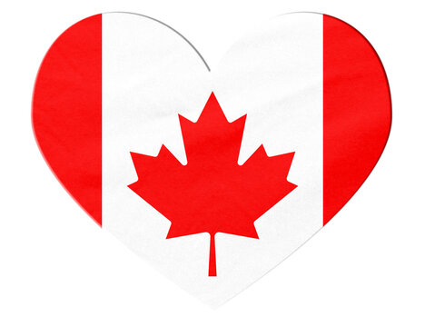 Canada flag heart shape representing national identity