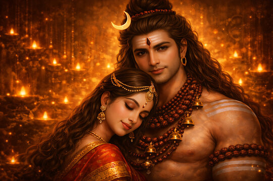 Divine union of Shiv Shankar Mahadev and Mata Parvati Shivshakti celebrated with devotion on the sacred festival of Mahashivratri night