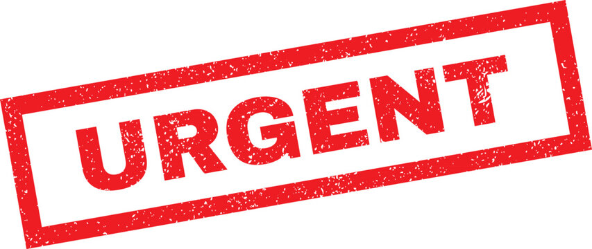 Red urgent stamp on white background for immediate attention