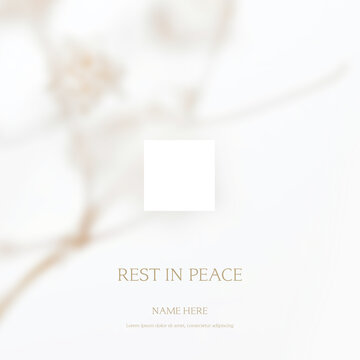 Serene funeral flyer background layout card template for print social post with simple background