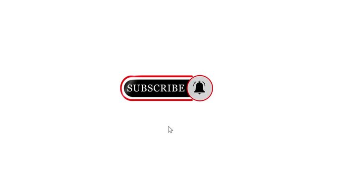 Subscribe button for video overlay click animation. Subscribe and  bell notification button subscribe to channel on a transparent background animation
