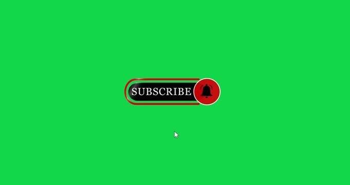Subscribe button for video overlay click animation. Subscribe and  bell notification button subscribe to channel on a transparent background animation