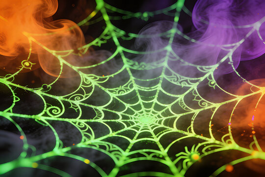 Spiderweb background with Halloween colors. Halloween background.