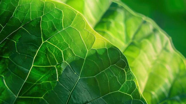 Video A single leaf on a green background, perfect for nature-themed designs and projects