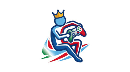 Fototapeta premium Gaming King Logo with Crown and Controller