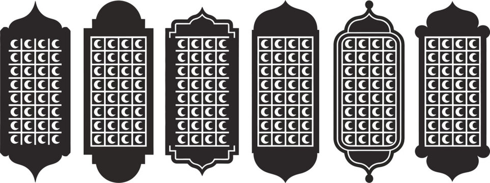 Decorative laser cut panels inspired by Arabic window shutters with swirl pattern, vector templates for CNC cutting, stencil designs, mashrabiya screens, and decorative wall panels, ideal for architec