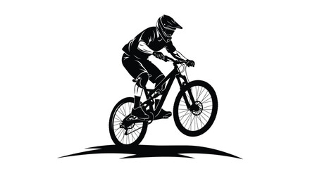 Obraz premium Motocross rider on a mountain bike dynamic action pose silhouette