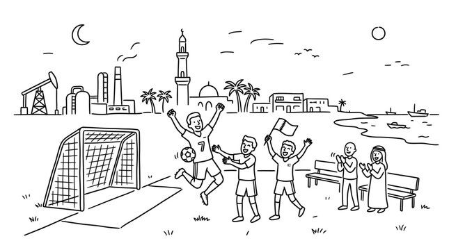 Soccer Victory Celebrated in a Middle Eastern Landscape