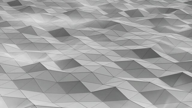 A video showcasing a futuristic 3D geometric pattern in grayscale tones